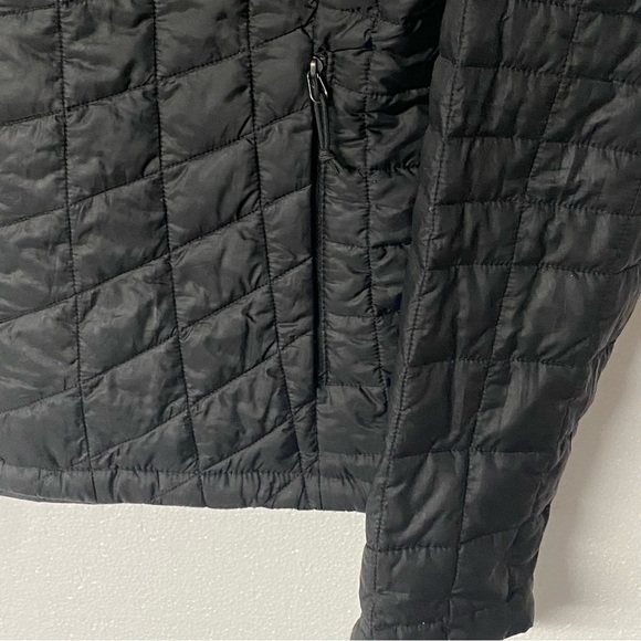 The North Face Quilted Jacket Small Black Full Zip Theroball Mock Neck - Picture 5 of 11